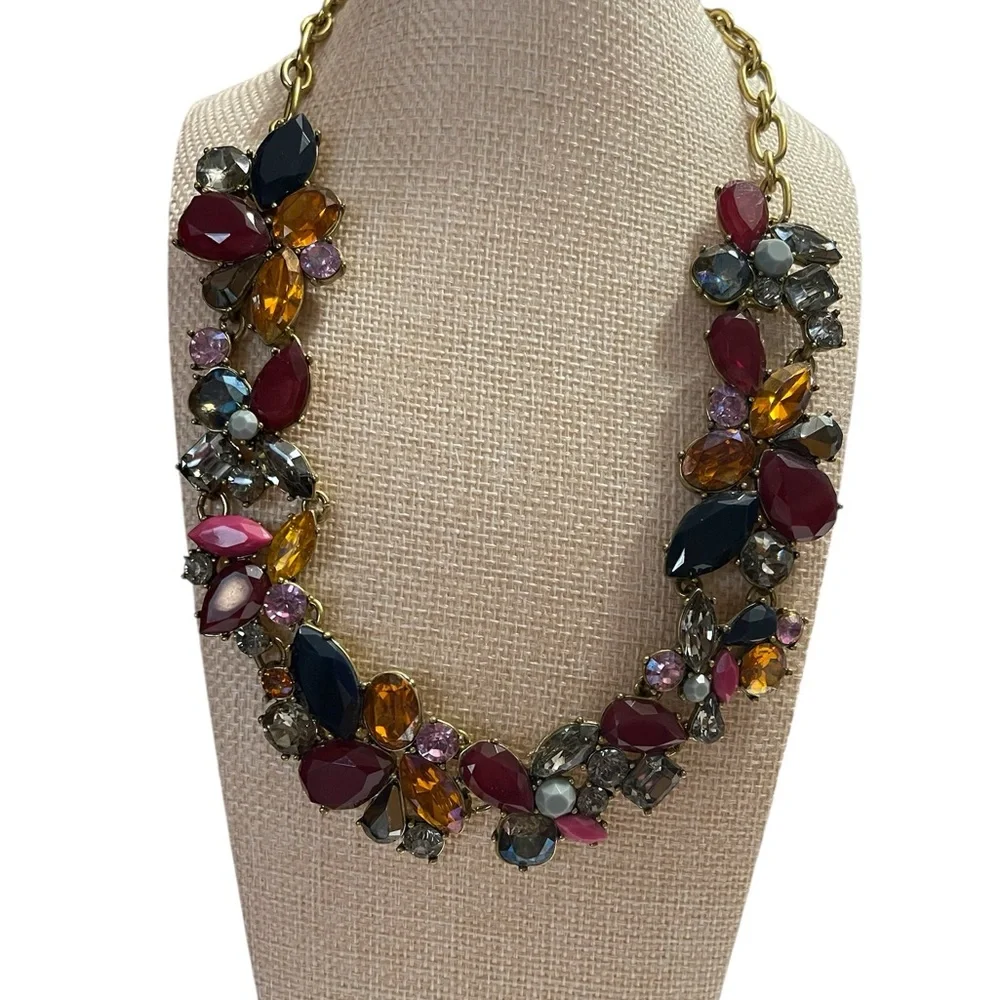 J.Crew Multi-Color Jeweled Bib Statement Necklace - Picture 4 of 7